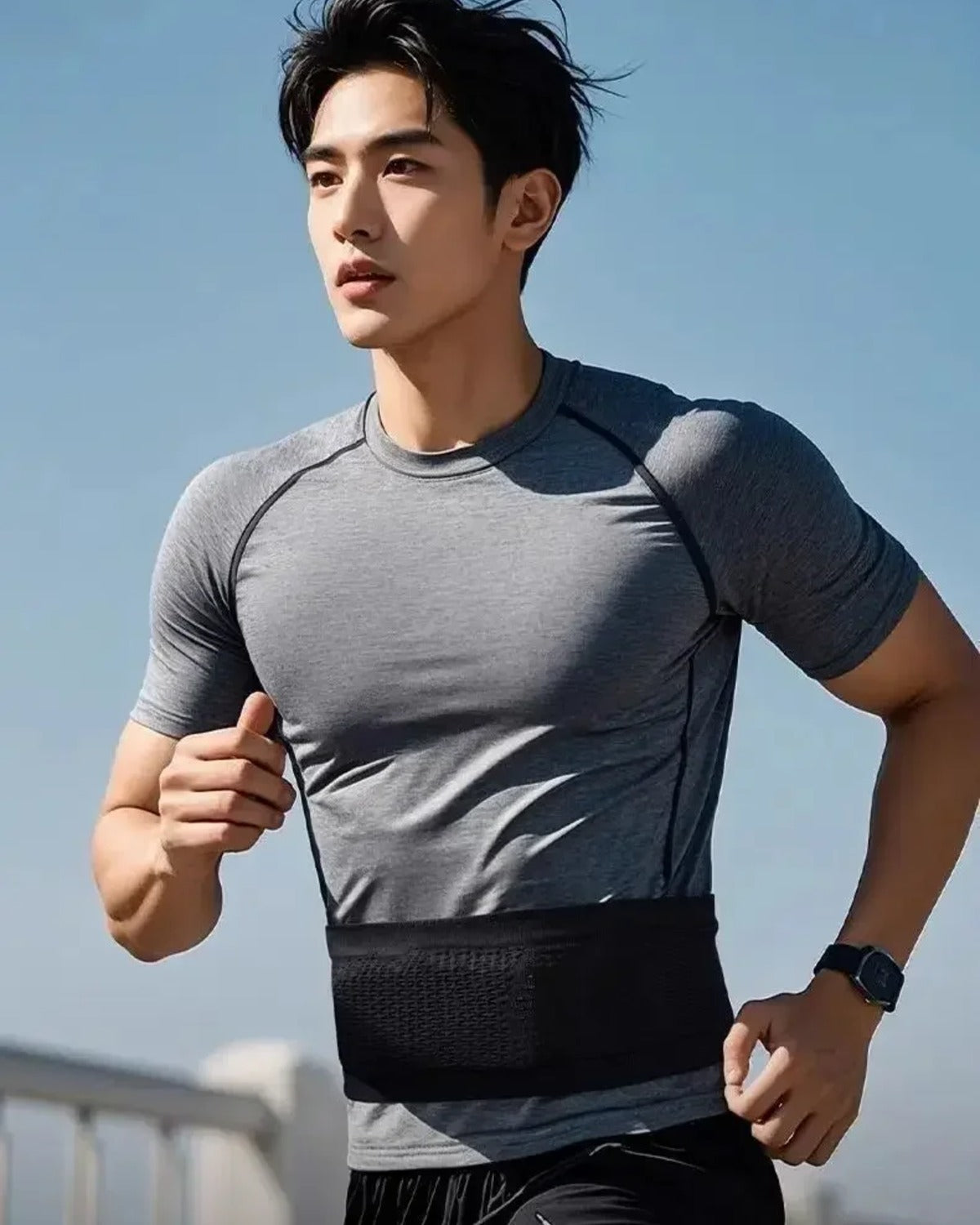 Stride running belt in Black, on the run