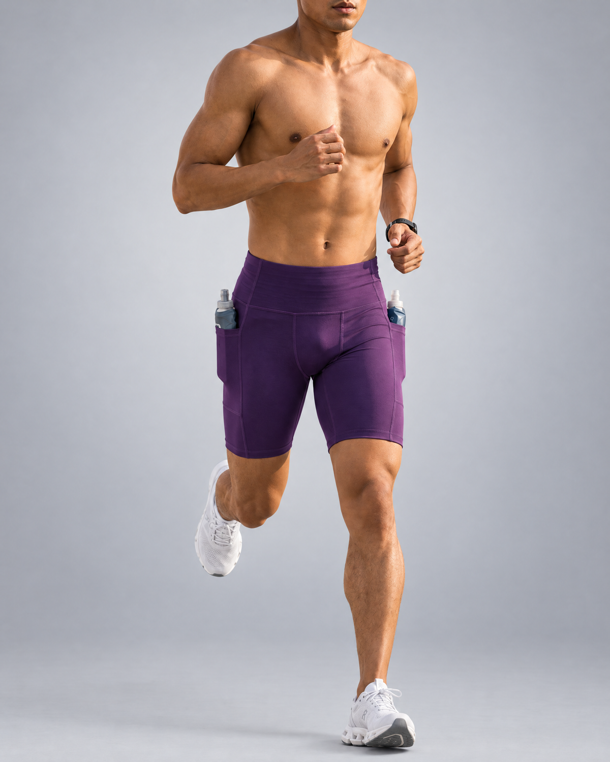 Runner wearing the Men's Pro running short in Royal Purple