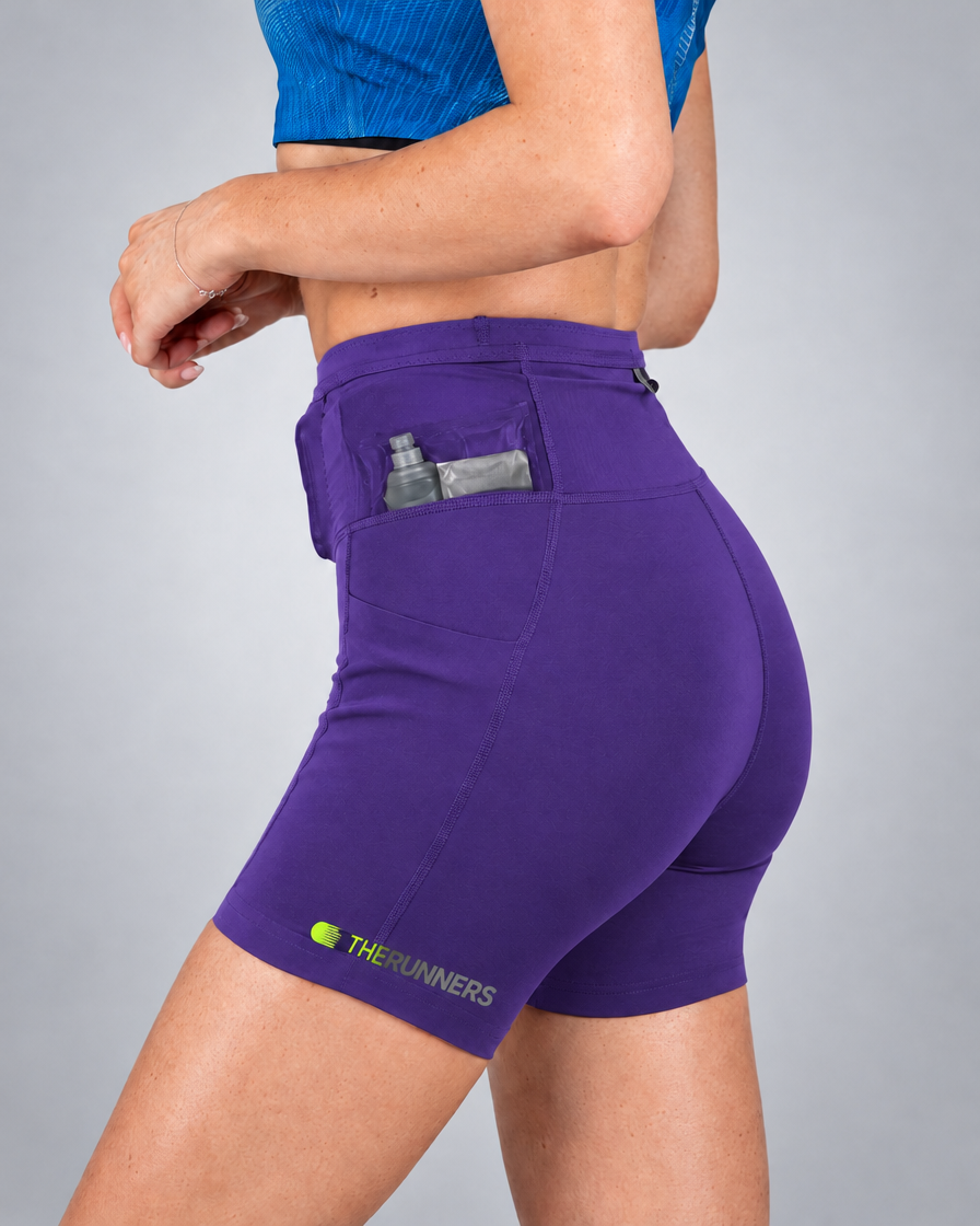 Women's Pro Running Short in Royal Purple, Waistband pockets
