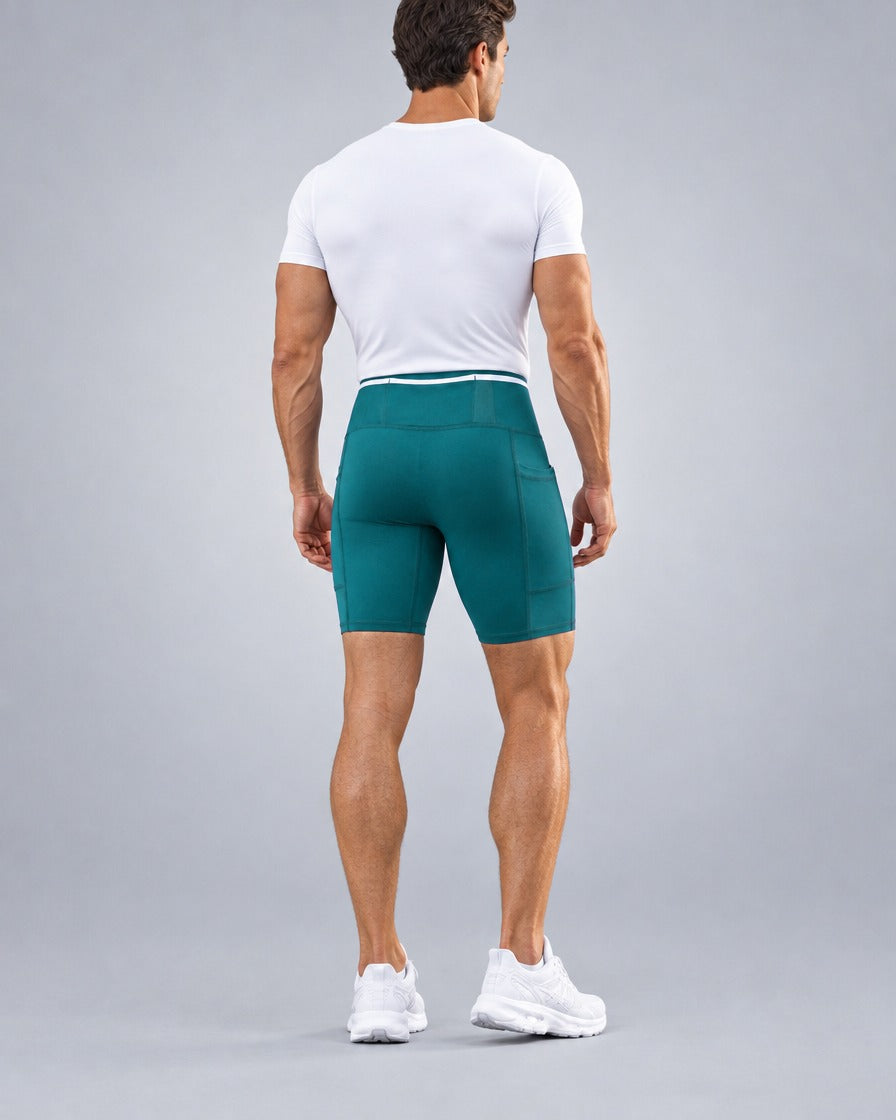 Short de running Pro homme en Vert-de-gris, Vue de dos